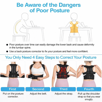 Reinforced Belt Lumbar Column Posture Corrector Vest  Adjustable Back