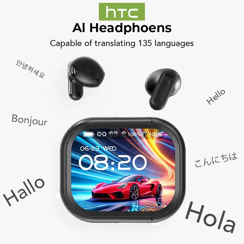 V6.0 AI Translator Earbuds With LCD Touch Screen