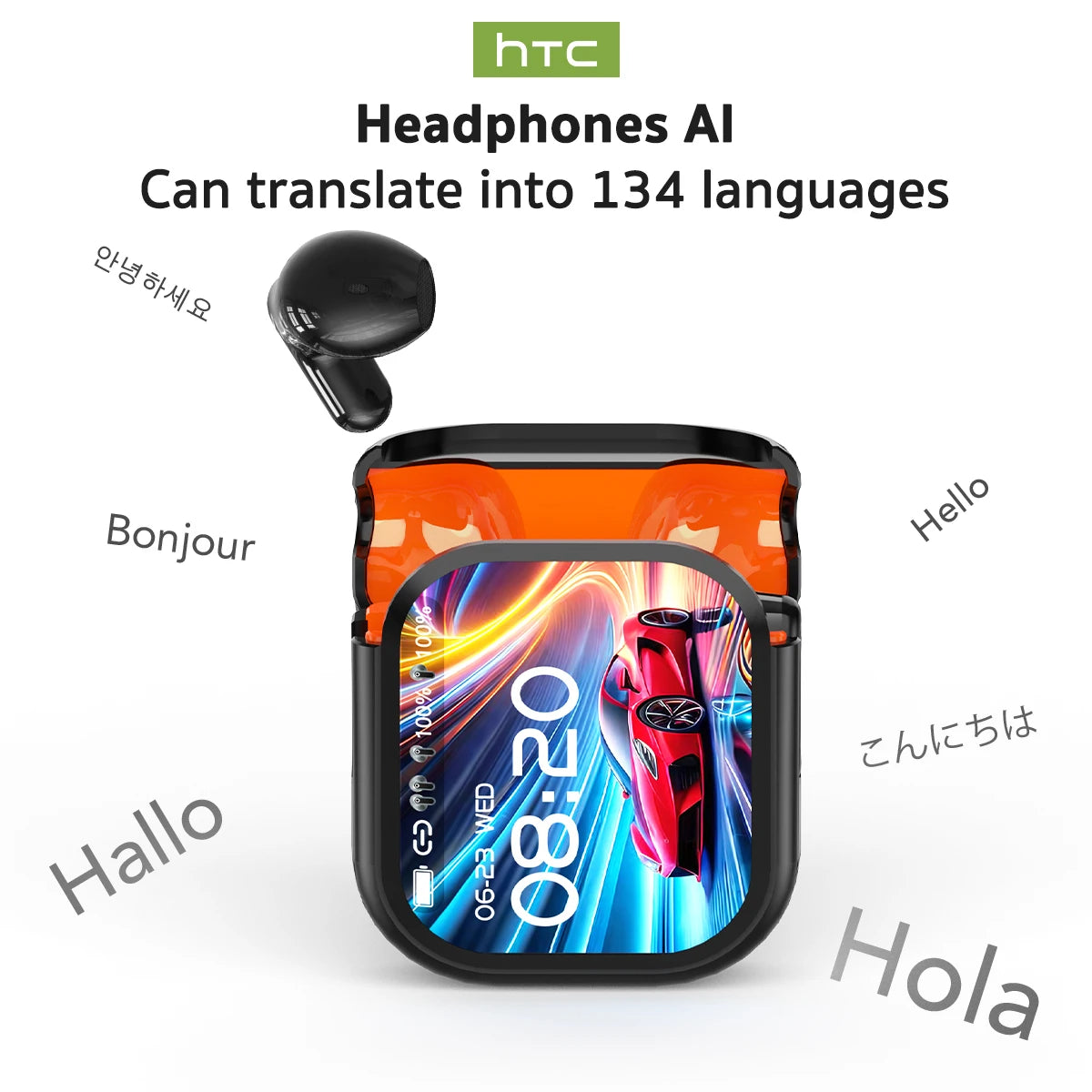 V6.0 AI Translator Earbuds With LCD Touch Screen