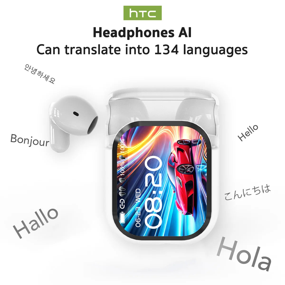V6.0 AI Translator Earbuds With LCD Touch Screen